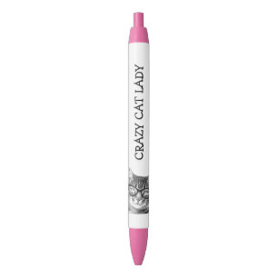 Stylos personnalisés avec chat drôle portant des l