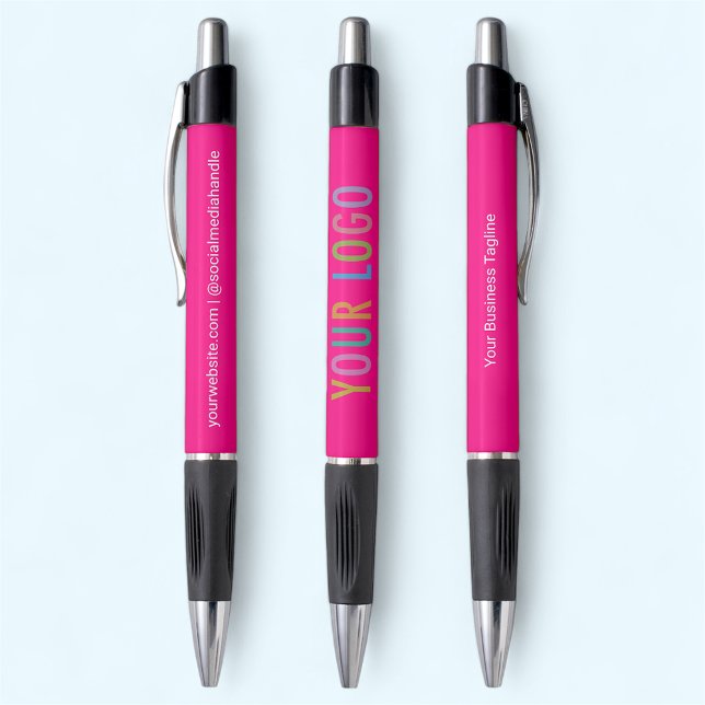 Stylos Rose Chaud Logo de l'Entreprise Imprimé Pro (MISOOK Hot Pink Pens with Logo)