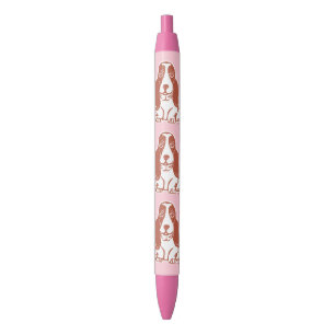 Stylos roses de chiens de basset