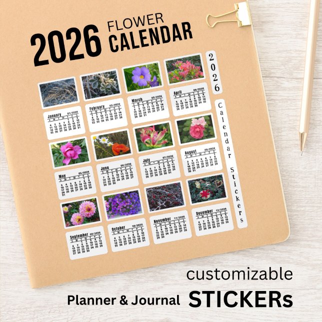 SU 2026 Calendrier Flower Custom-Cut Vinyl Sticker (Créateur téléchargé)