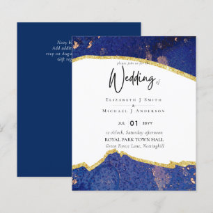 Sublime Blue Gold Agate Mariage Invitations