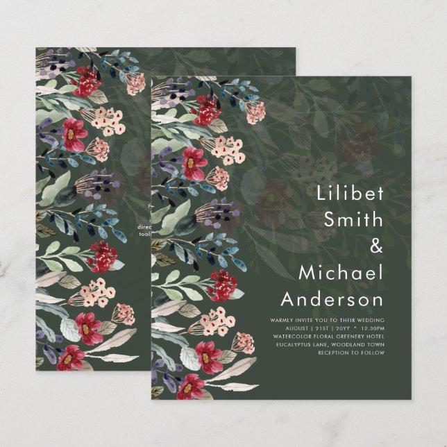 Sublime Bourgogne Bleu Fleur sauvage Élégant Maria (Devant / Derrière)