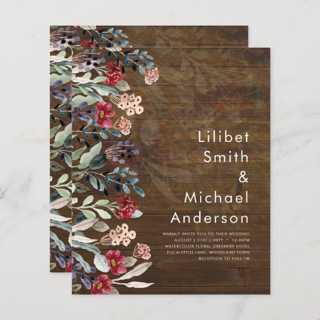 Sublime Bourgogne Bleu Fleur sauvage Élégant Maria (Devant / Derrière)