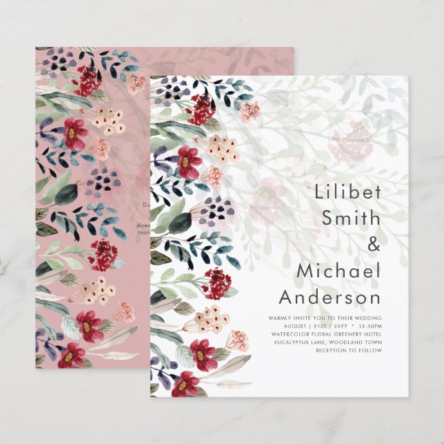 Sublime Bourgogne Bleu Fleur sauvage Élégant Maria (Devant / Derrière)