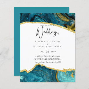 Sublime TURQUOISE OR Agate Style Mariage Invitatio