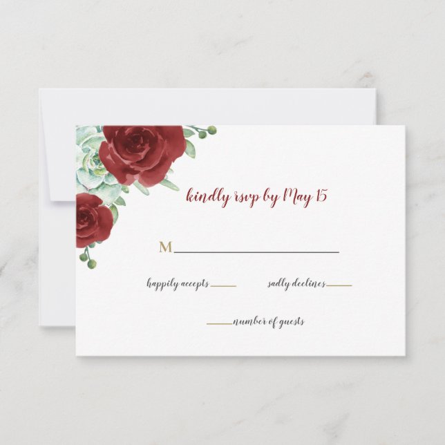 succulent burgundy or mariage floral rsvp (Devant)