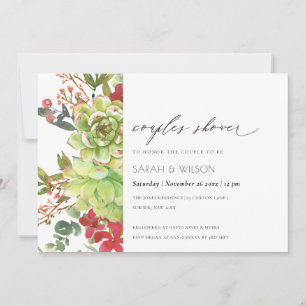 Succulent Cactus Rouge Floral Couples Invitation d