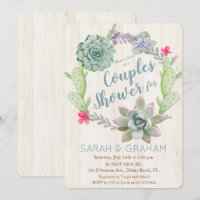 Succulent Cactus Wreath Couples Shower Invitation