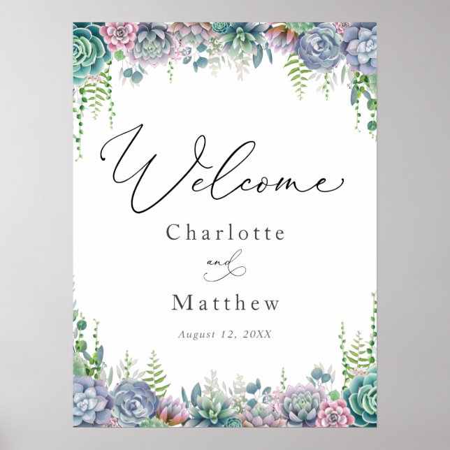 Succulent et verdure Affiche de bienvenue Mariage (Devant)