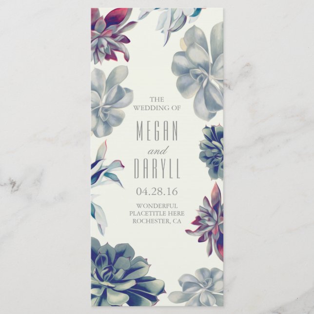 Succulent Floral Garden programmes de mariage (Devant)
