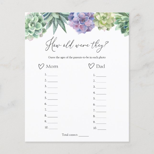 Succulent L'Âge De Leurs Parents Jeu (Devant)