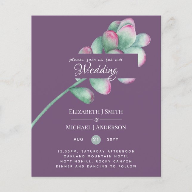 Succulent Pink Blush Mint Green Budget Mariage (Devant)