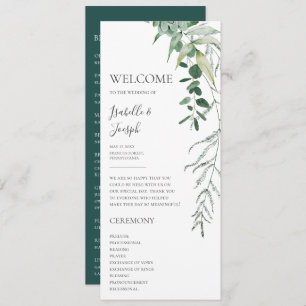 Succulent verdure vert foncé Programme de mariage 