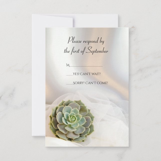 Succulent vert sur mariage blanc Réponse RSVP (Devant)