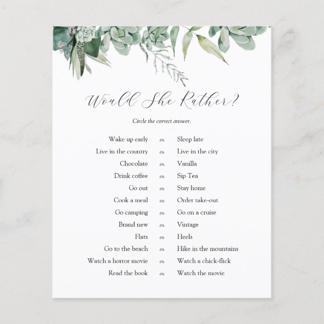 Succulente et Eucalyptus préférerait elle jeu (Devant)