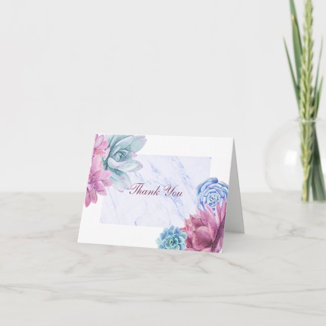 Succulentes Moderne Marbre Floral Chic Merci (Devant)