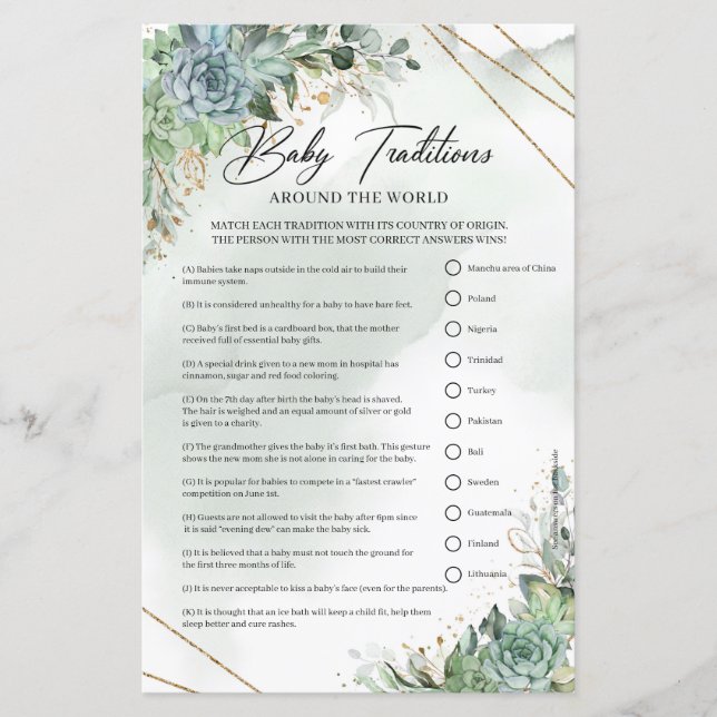 Succulentes or Baby Traditions autour du monde (Devant)