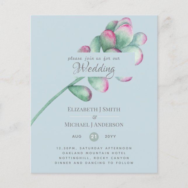 Succulentes Rose Sauge Vert Menthe Mariage Économe (Devant)