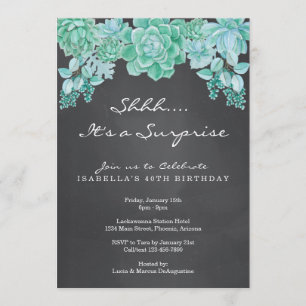 Succulents Chalkboard Surprise Party Invitation
