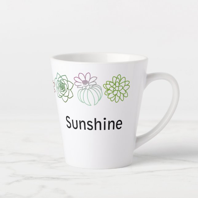 Succulents colorés modernes Mug en latte personnal (Droite)