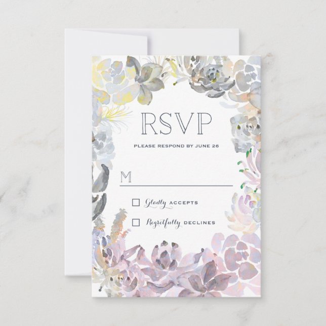 Succulents doux mariage RSVP (Devant)