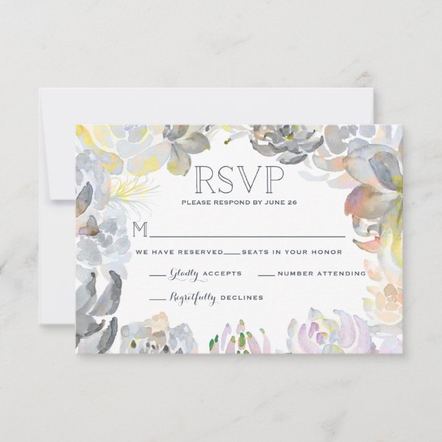 Succulents doux mariage RSVP (Devant)