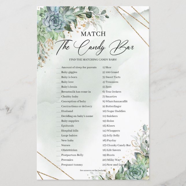 Succulents eucalyptus or Match The Candy Bar (Devant)