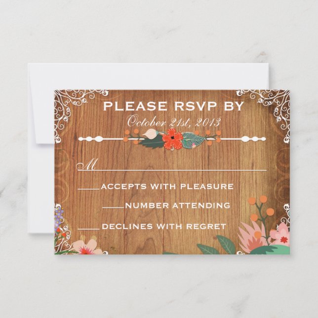 Succulents Floraux Mariage Rustique rsvp (Devant)