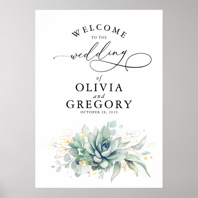 Succulents Mariage de verdure affiche de bienvenue (Devant)