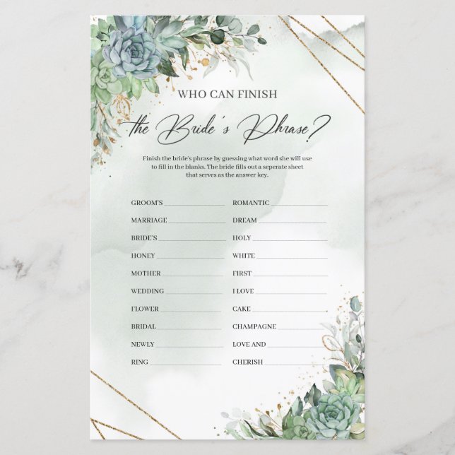 Succulents or Qui peut finir la Phrase de la Marié (Devant)