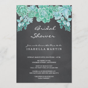 Succulents sur Chalkboard Bridal Shower Invitation