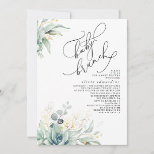 Succulents verdure Brunch Baby shower Invitation