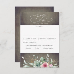 Succulents Verdure et Fleurs roses Mariage RSVP