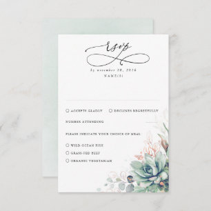 Succulents Verdure et mariage Rose Or RSVP