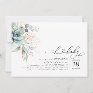 Succulents Verdure Oh Baby Baby shower Invitation