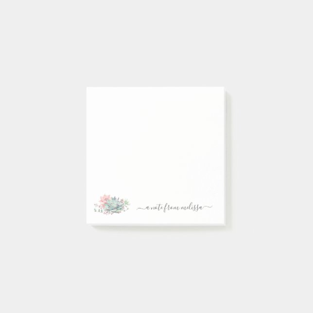 Succulents vert rose mignon Personnalisé Post-it N (Devant)