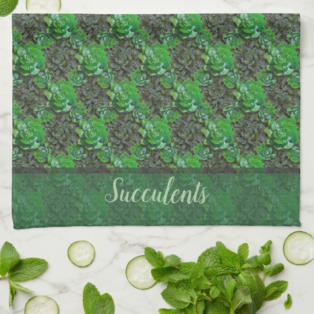 Succulents verts treillis Motif Serviettes de cuis (Plié)