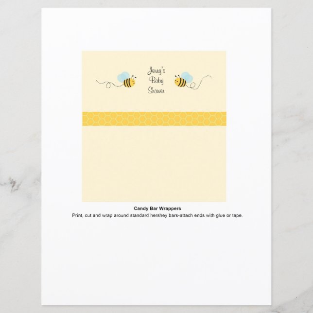 Sucré Bumble Bee Candy Bar Wrappers (Devant)