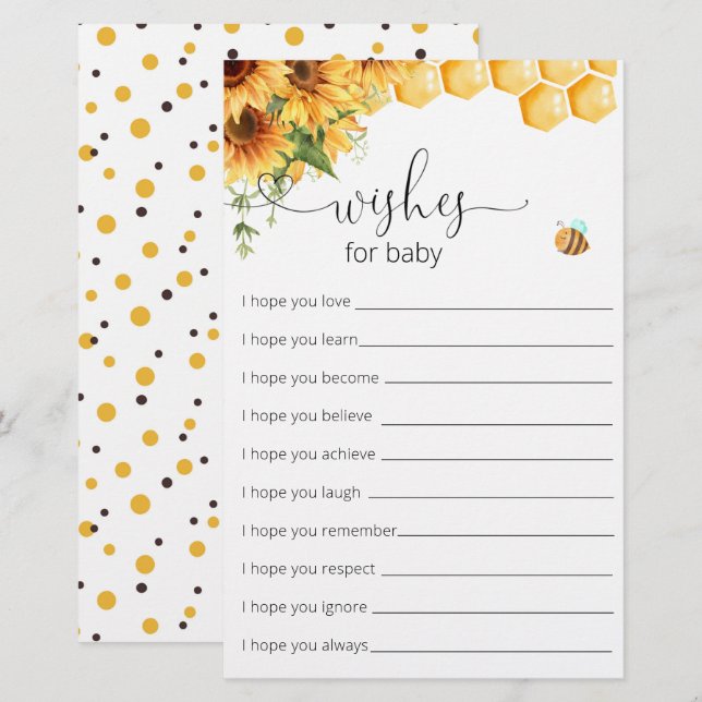 Sucré Comme Peut Être Baby shower Souhaits Pour Bé (Devant / Derrière)