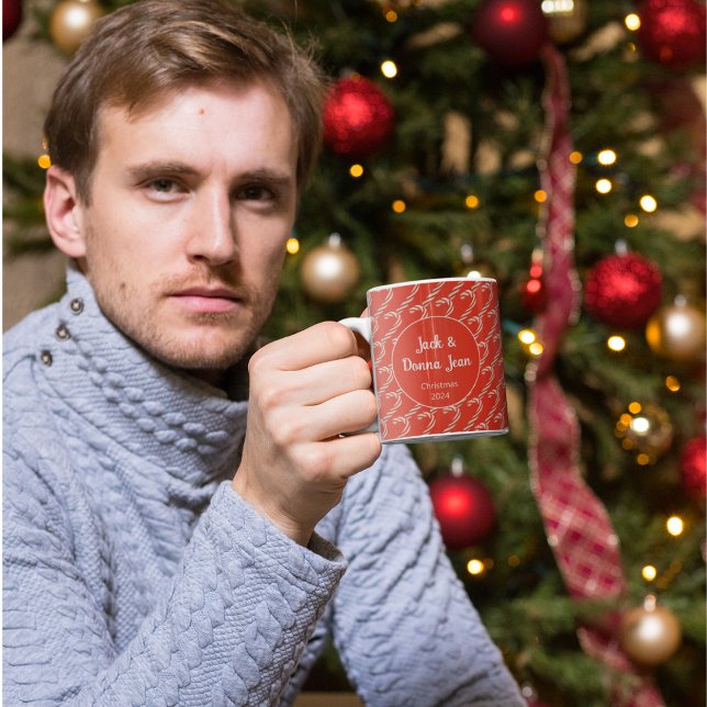 Sucre de canne customisé Mug de Noël (Custom Names on a Candy Cane Background.)