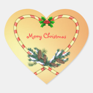 Sucre de canne de Noël, houx, pin, autocollant de