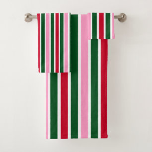 Sucre de canne de Noël rayures en rose vert et rou