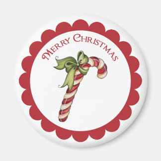 Sucre de canne de Noël Vintage sur aimant rond