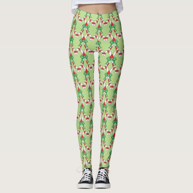 Sucre de canne Green Christmas Leggings (Devant)