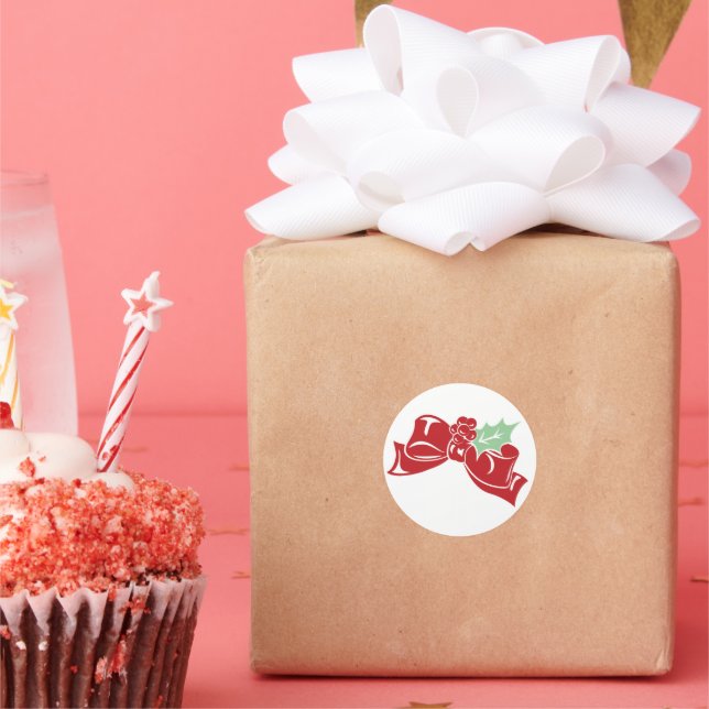 Sucre de canne Holly | Autocollant de vacances Red (Fête)