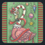 SUCRE DE CANNE PINK FLAMANT ROSE CHRISTMAS STICKER<br><div class="desc">Le Flamant rose À La Menthe À Poivre Enveloppé De Cadeau A L'Esprit De Vacances. SUCRE DE CANNE PINK FLAMANT ROSE STICKERS Feuille,  Carré,  Bordures en bandes rouge/vert ... Rechercher les articles correspondants Susan Brack Design</div>