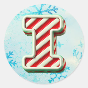 Sucre de canne Sticker de Noël "I", Festive Stripe