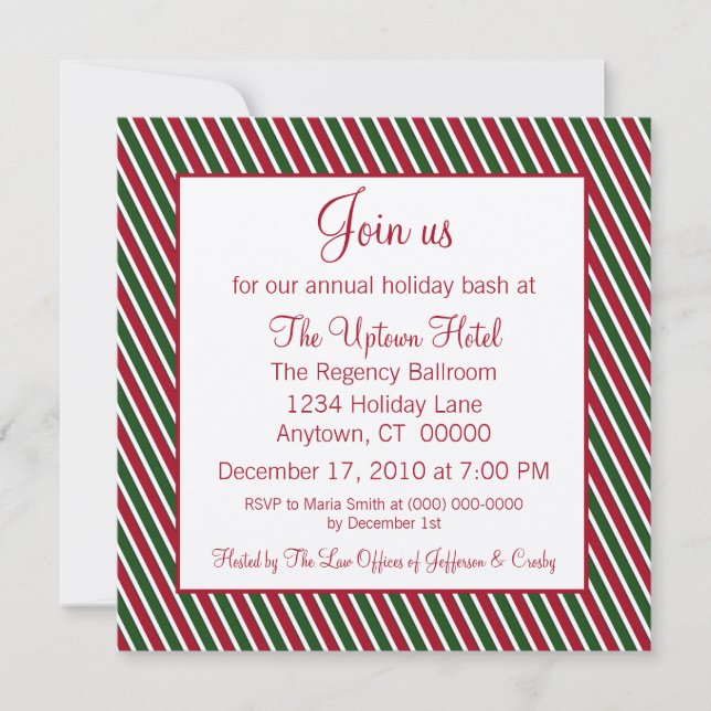 Sucre de canne Striped Holiday Party Invitation (Devant)