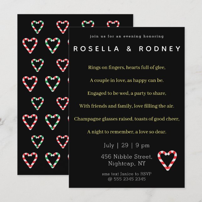 Sucre de canne Valentine Fiançailles Invitation (Devant / Derrière)