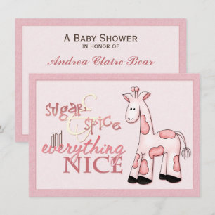 Sucre et épice bébé fille rose Douche Invitation